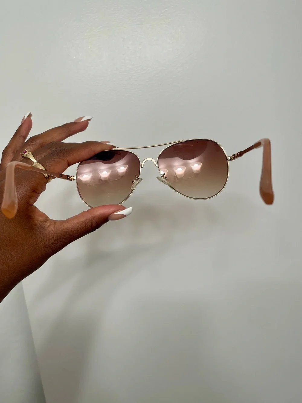 Express Gold Frame Brown Gradient Lens Women's Aviator Sunglasses